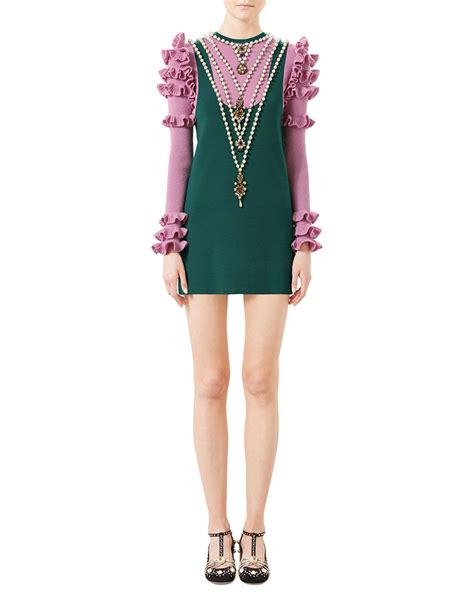 gucci green dress red ribbon|gucci floral dress.